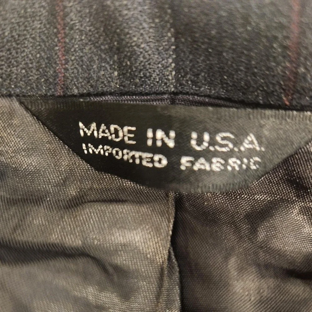 Chaps Ralph Lauren Suit Jacket Blazer Mens 38 Gray Wool Pinstripe USA Vintage